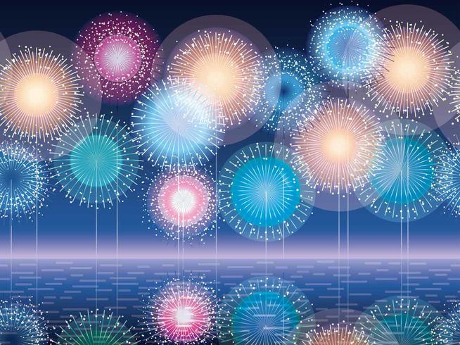 Illustrazione senza cuciture del fondo dei fuochi d'artificio. vettore