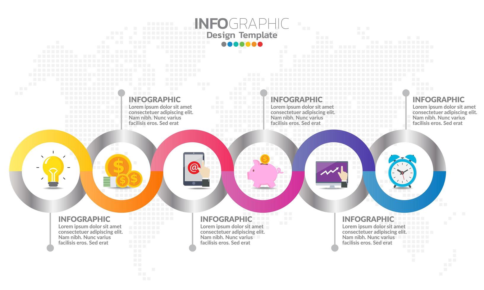 elementi infografici per contenuto, diagramma, diagramma di flusso, passaggi, parti, sequenza temporale, flusso di lavoro, grafico. vettore