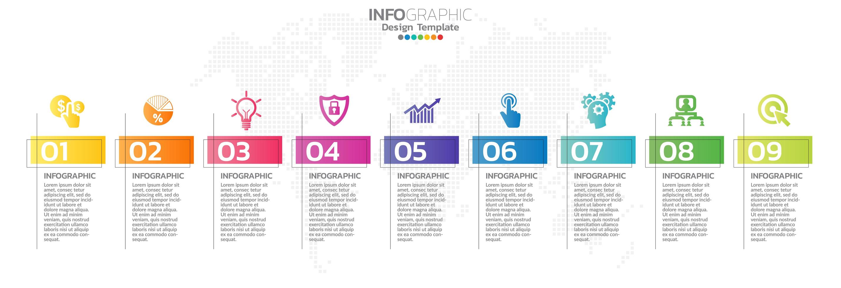 infografica timeline con icone passo e marketing vettore