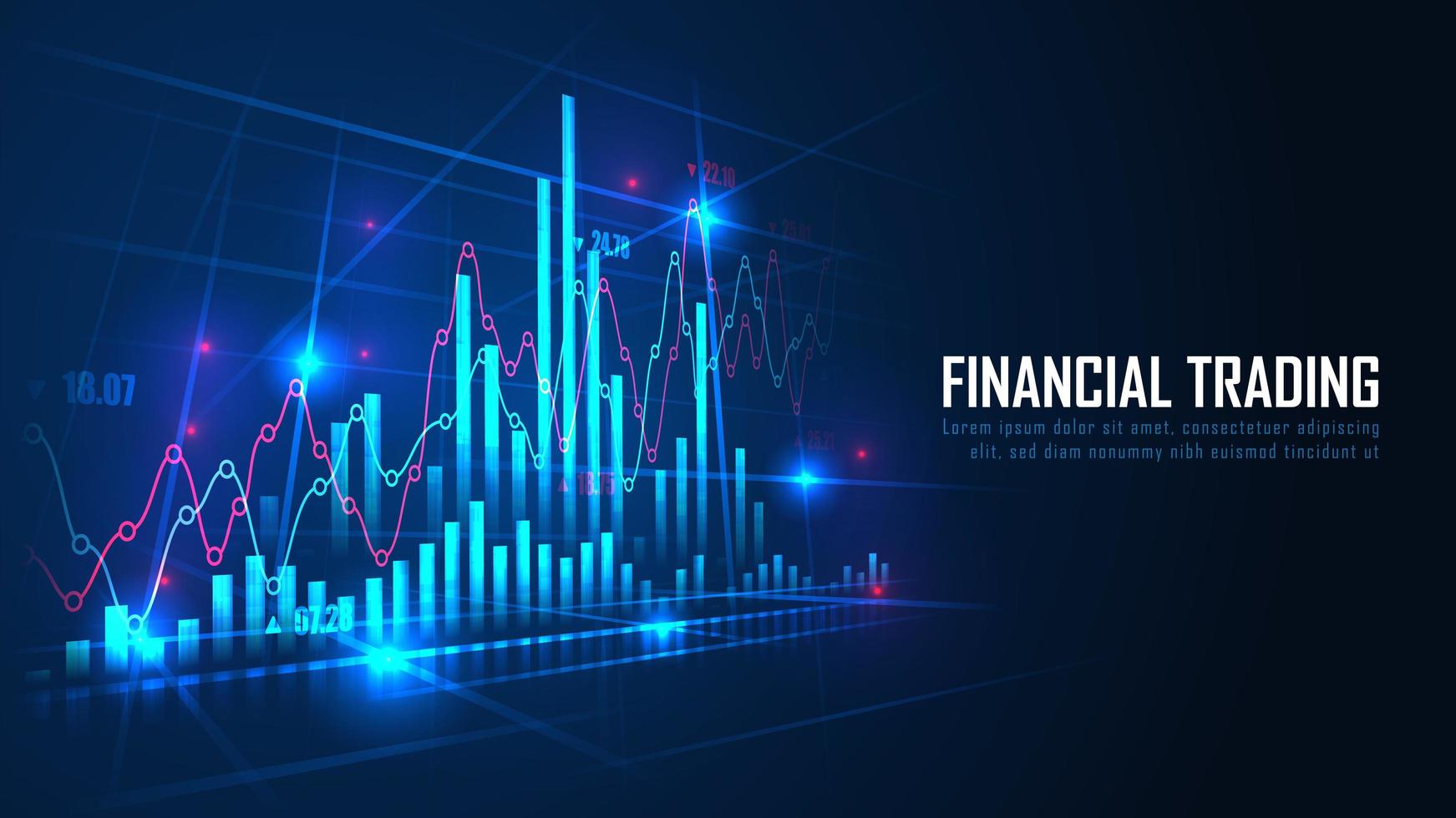 mercato azionario o grafico di trading forex nel concetto grafico vettore