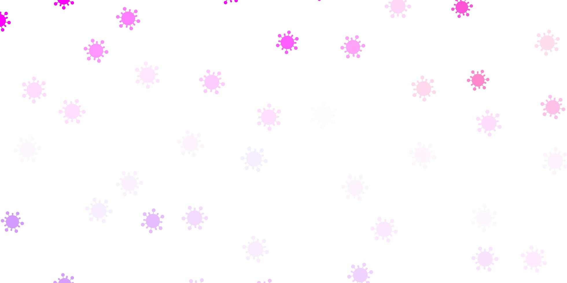 sfondo vettoriale viola chiaro, rosa con simboli di virus