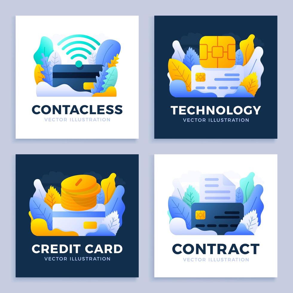 set design contactless con carta di credito vettore