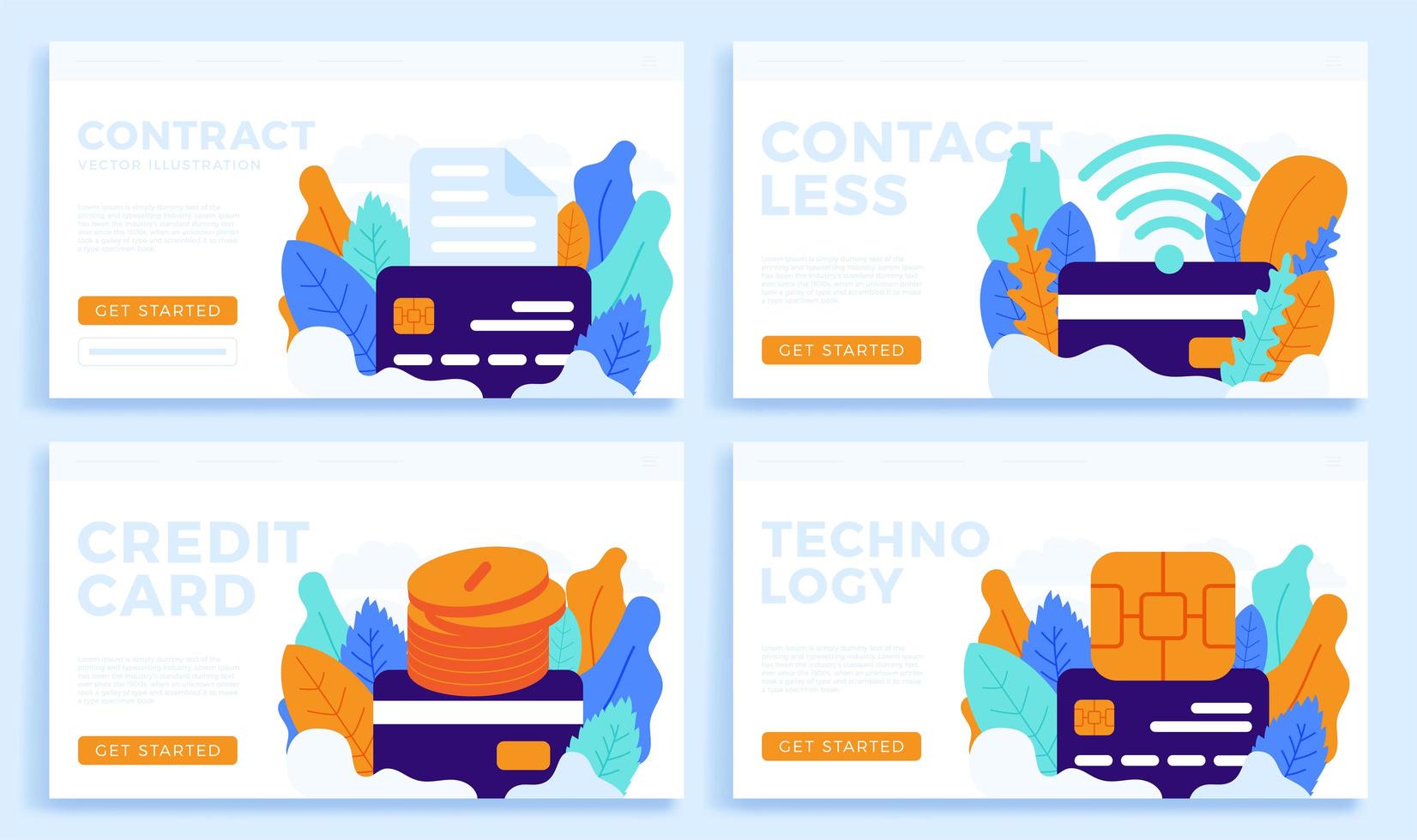 set design contactless con carta di credito vettore