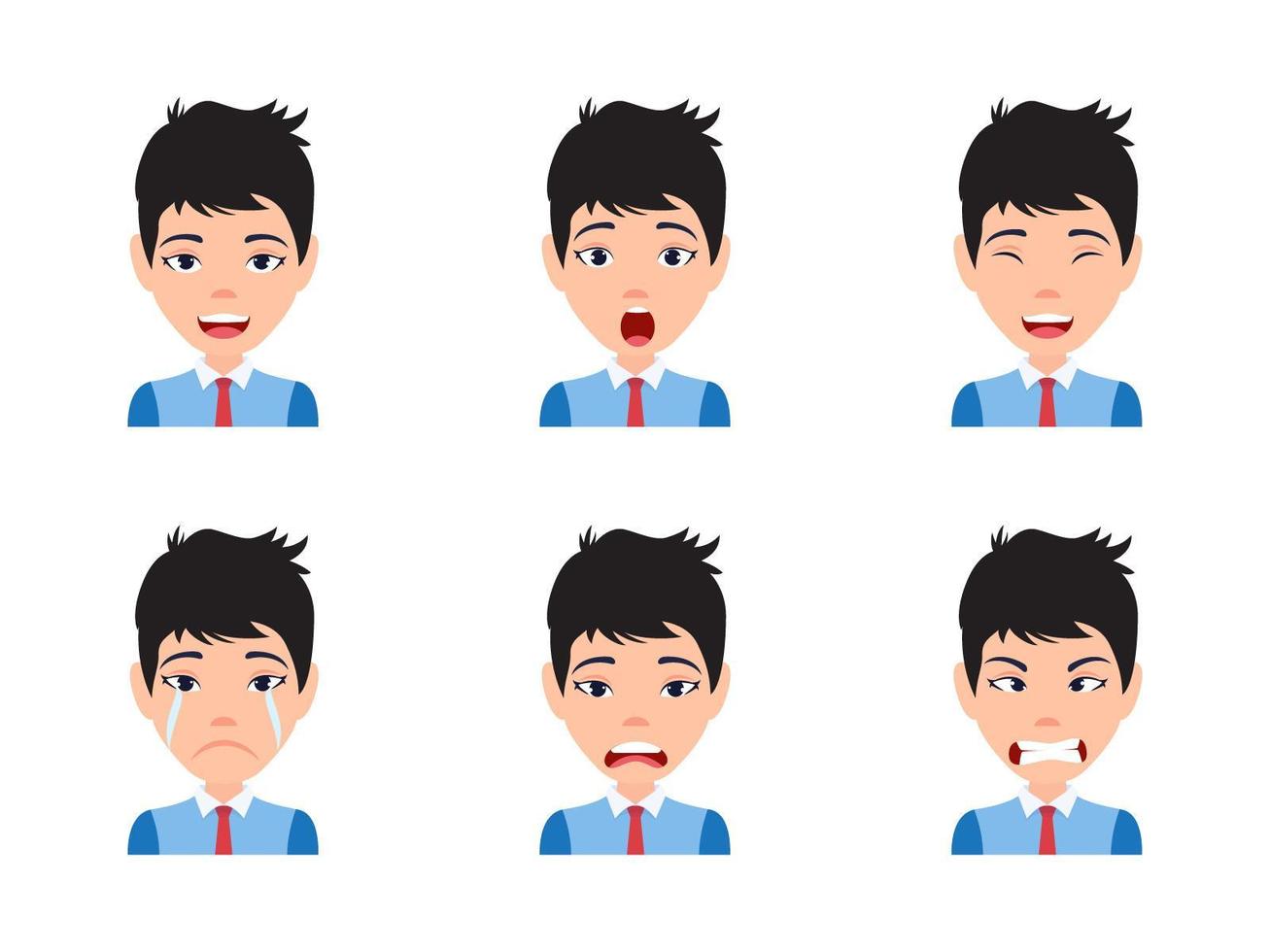avatar personaggio maschile con varie espressioni vettore