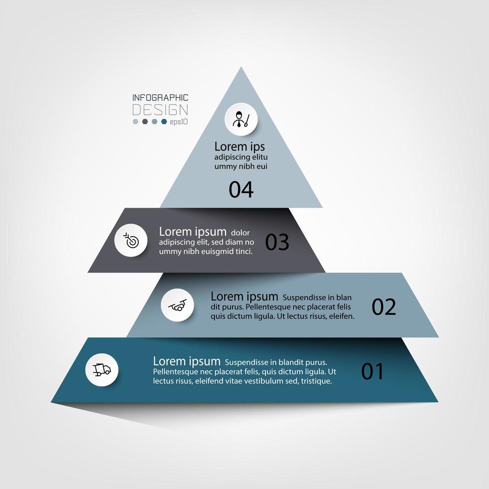 infografica a 4 fasi a forma di piramide vettore