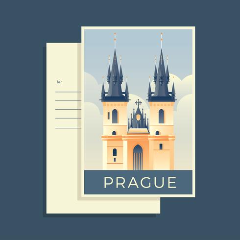 Vettore di cartolina di Praga