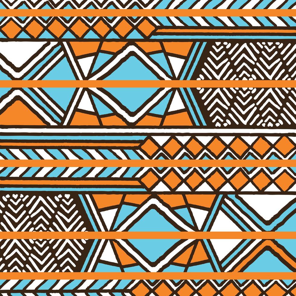 modello bohémien colorato etnico tribale con elementi geometrici, panno di fango africano vettore