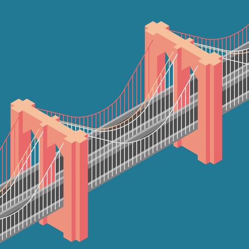Illustrazione isometrica di Brooklyn Bridge New York vettore