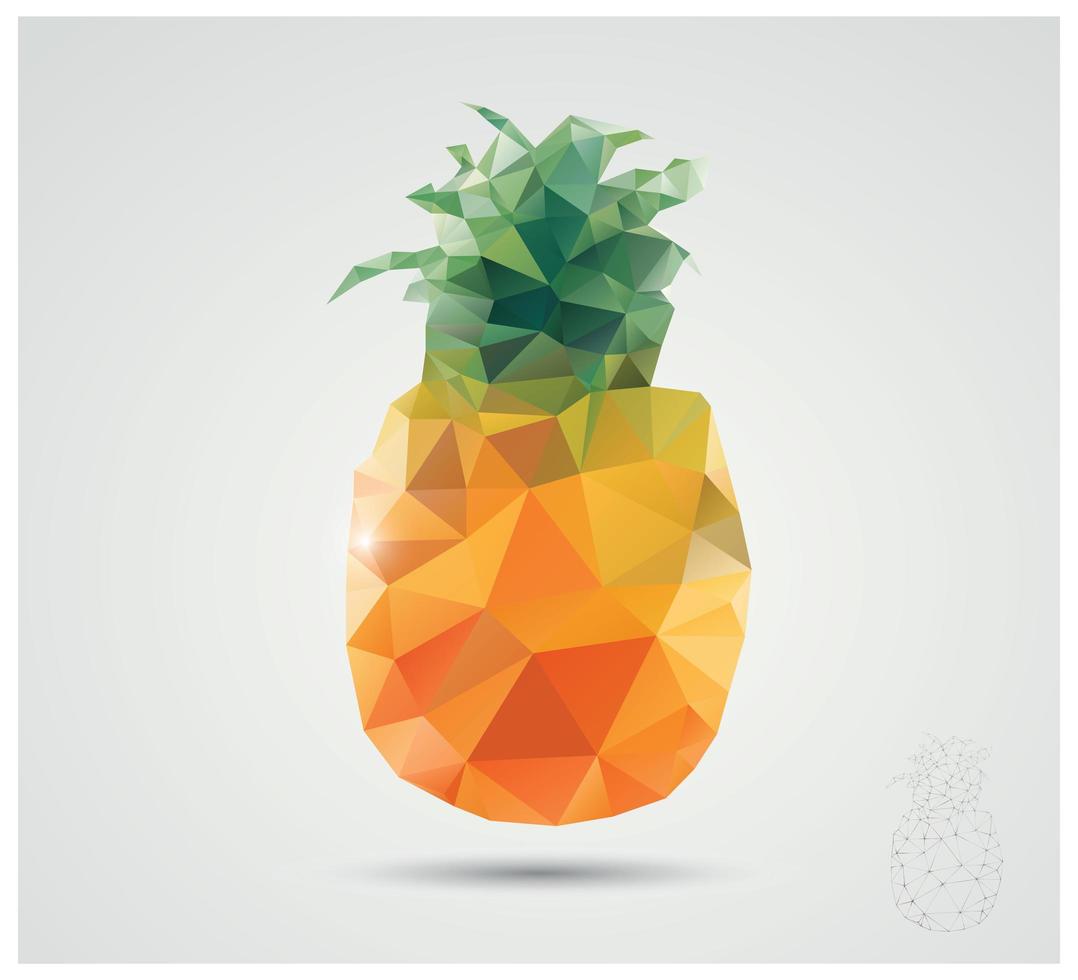 frutta poligonale geometrica, triangoli, ananas, illustrazione vettoriale