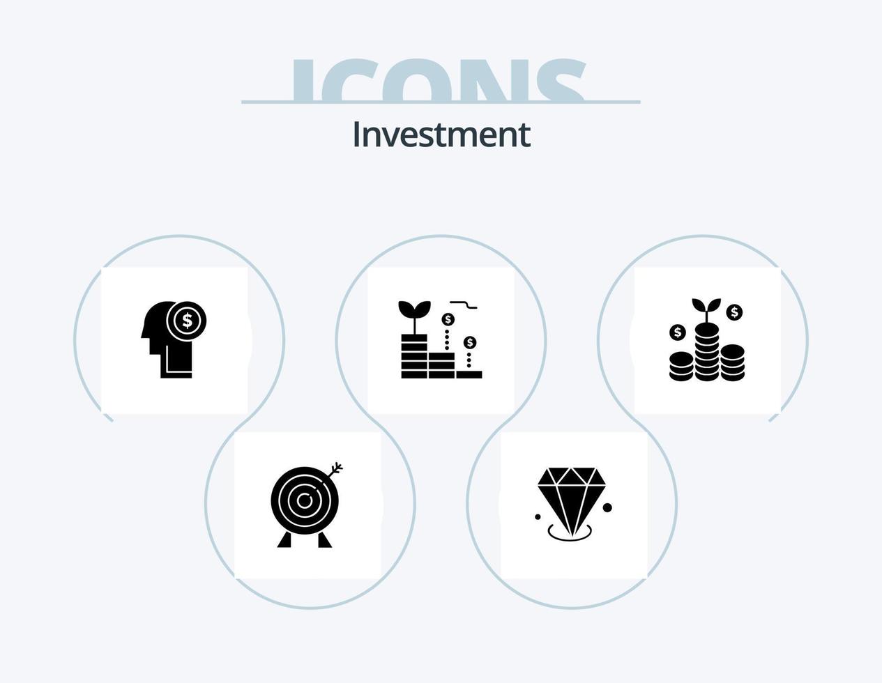 investimento glifo icona imballare 5 icona design. investimento. i soldi. idea. investimento. finanza vettore
