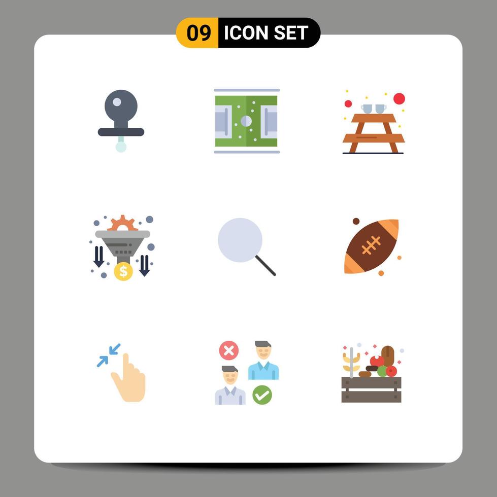 mobile interfaccia piatto colore impostato di 9 pittogrammi di di base ricerca panchina i soldi filtro modificabile vettore design elementi