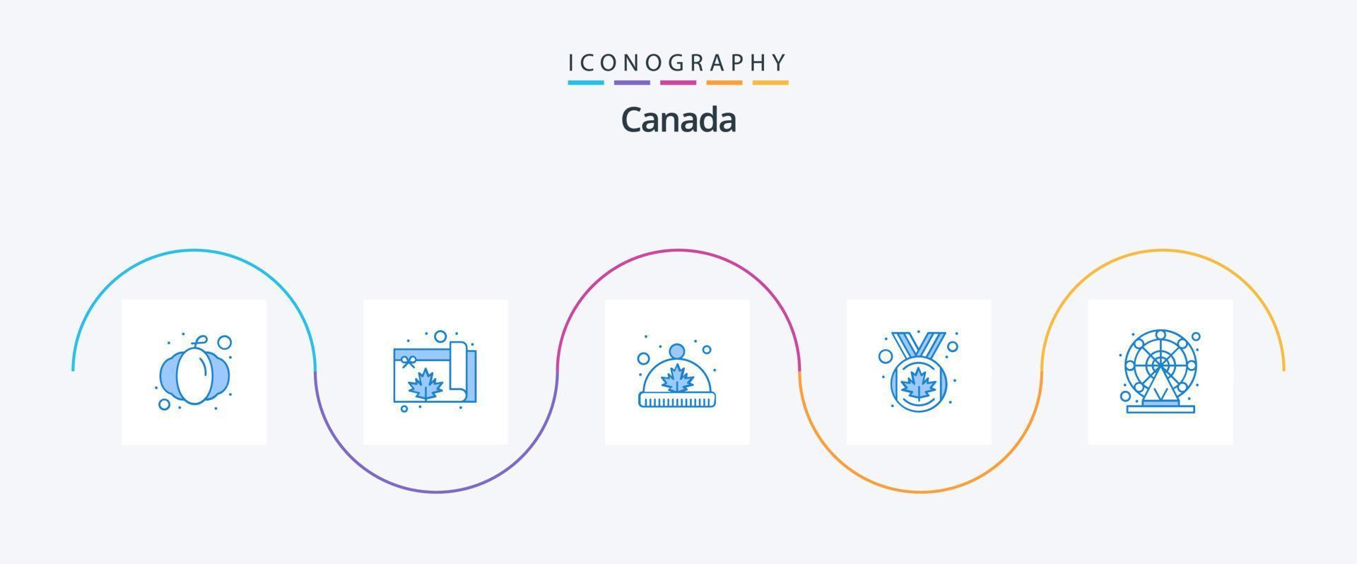 Canada blu 5 icona imballare Compreso ferris. Canada foglia. Canada. medaglia. premio vettore