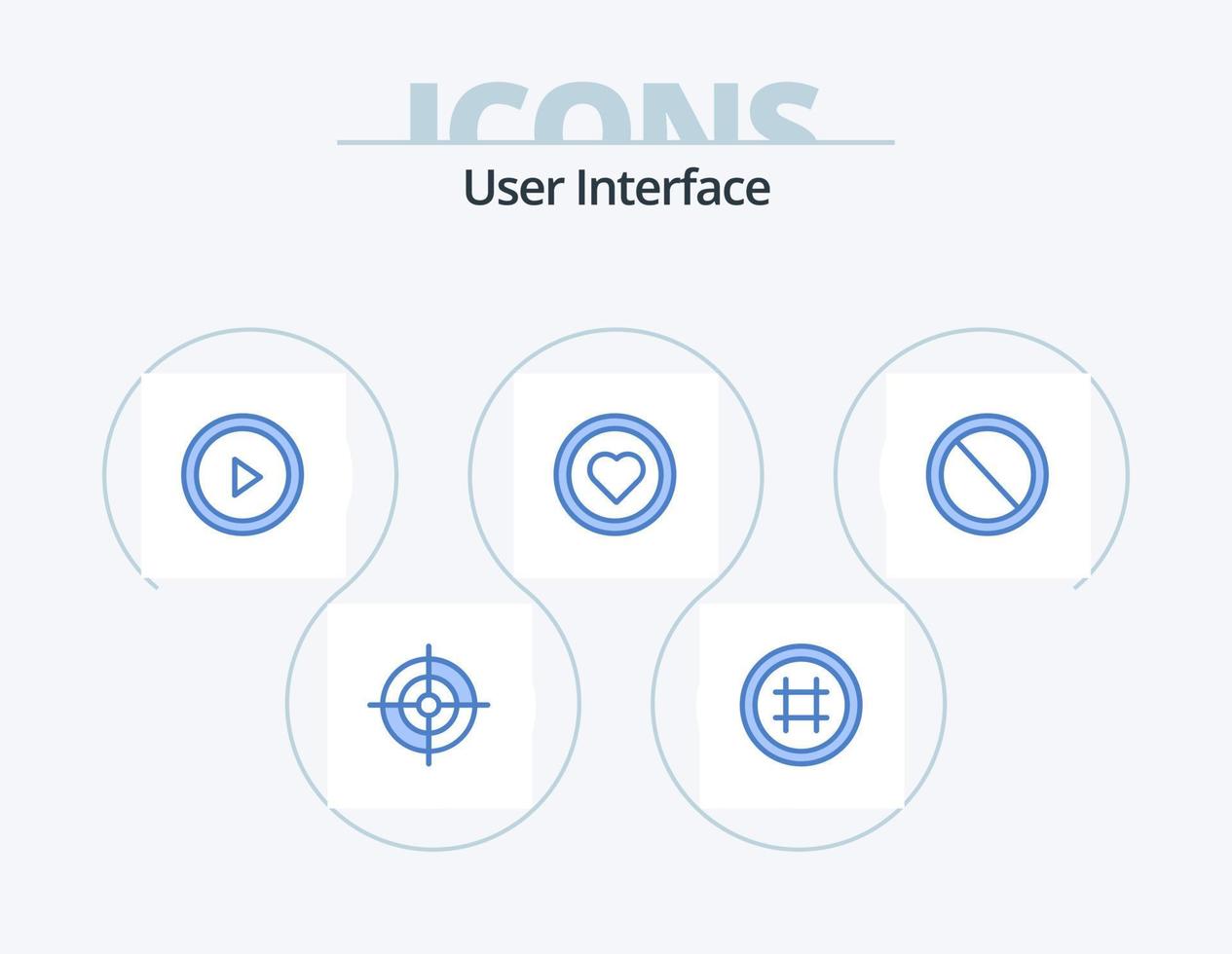 utente interfaccia blu icona imballare 5 icona design. utente. no. giocare a. interfaccia. amore vettore