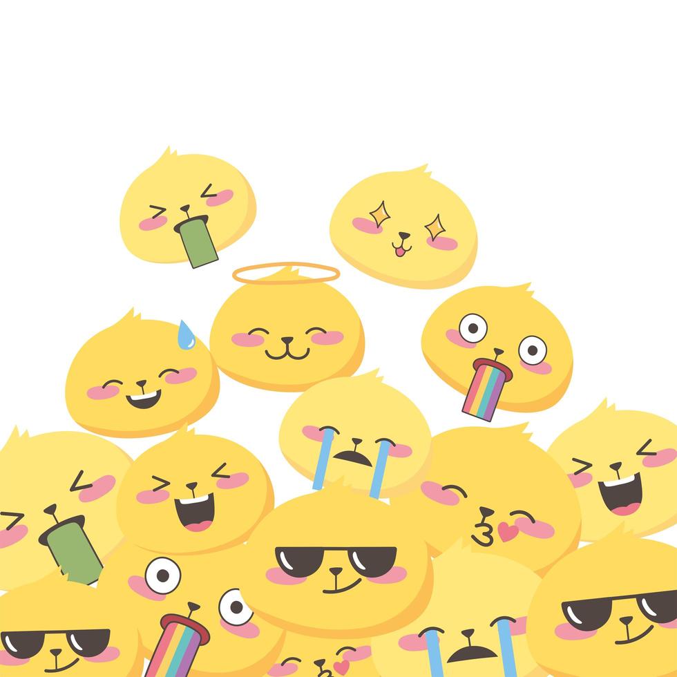 le espressioni emoji dei social media affronta la raccolta dei cartoni animati vettore