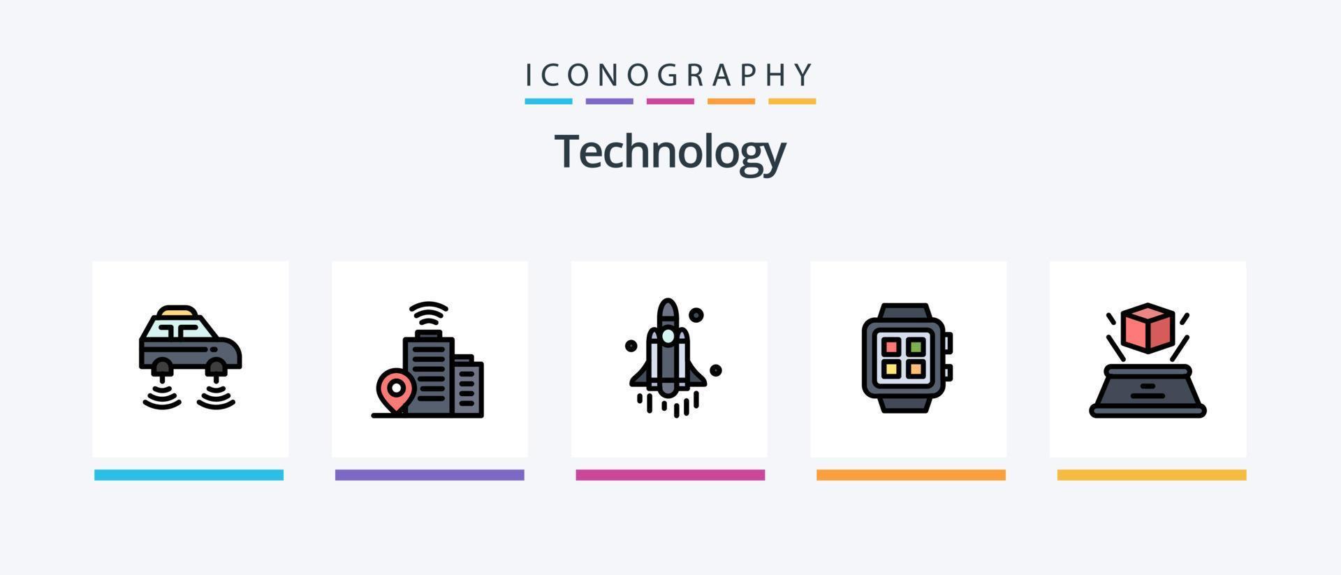 tecnologia linea pieno 5 icona imballare Compreso tecnologia. uomo. inteligente. mano guarda. tecnologia. creativo icone design vettore