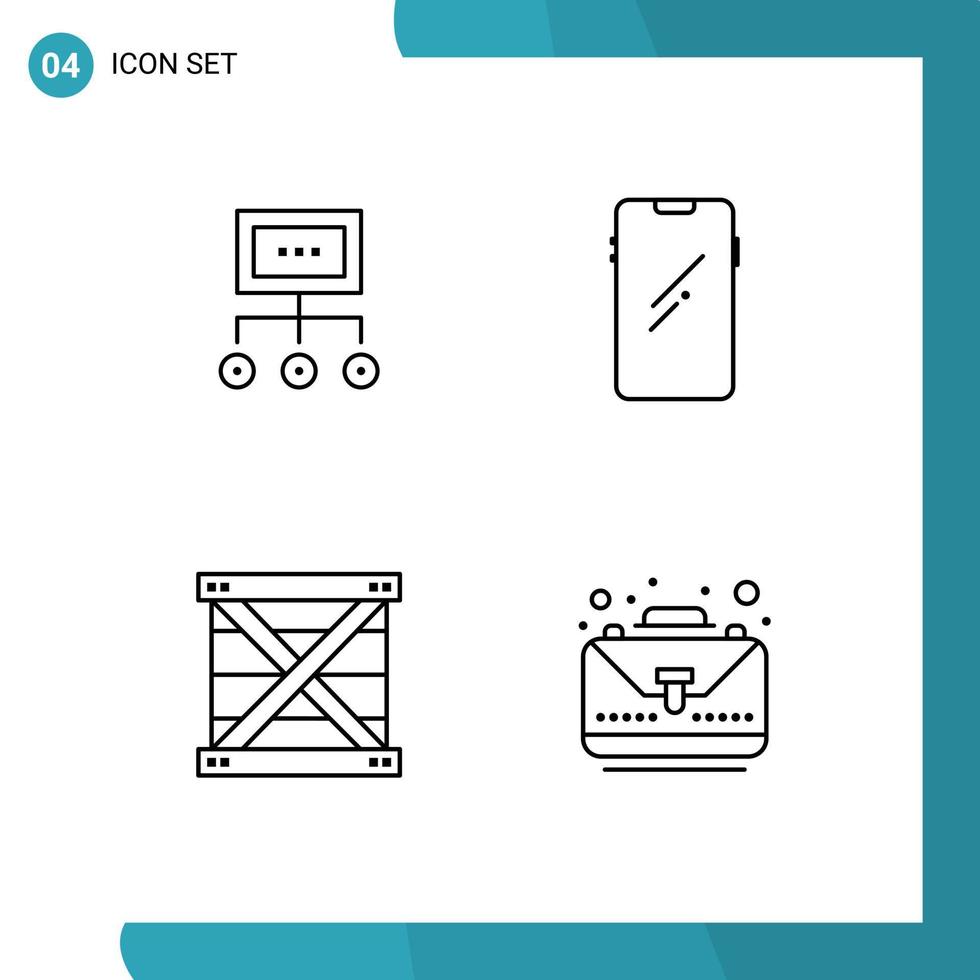 4 utente interfaccia linea imballare di moderno segni e simboli di Rete inteligente Telefono grafico Piano huawei modificabile vettore design elementi
