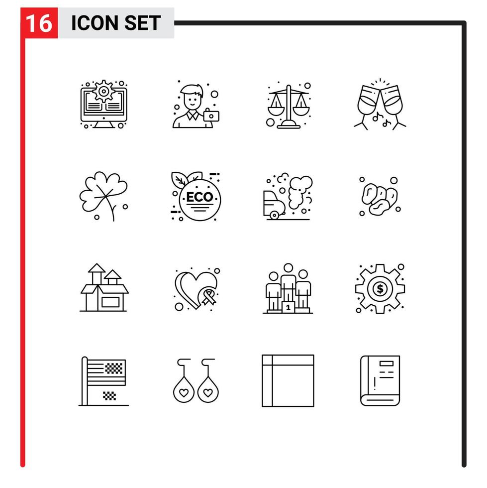 16 utente interfaccia schema imballare di moderno segni e simboli di fiore anemone ritratto musica bicchiere modificabile vettore design elementi