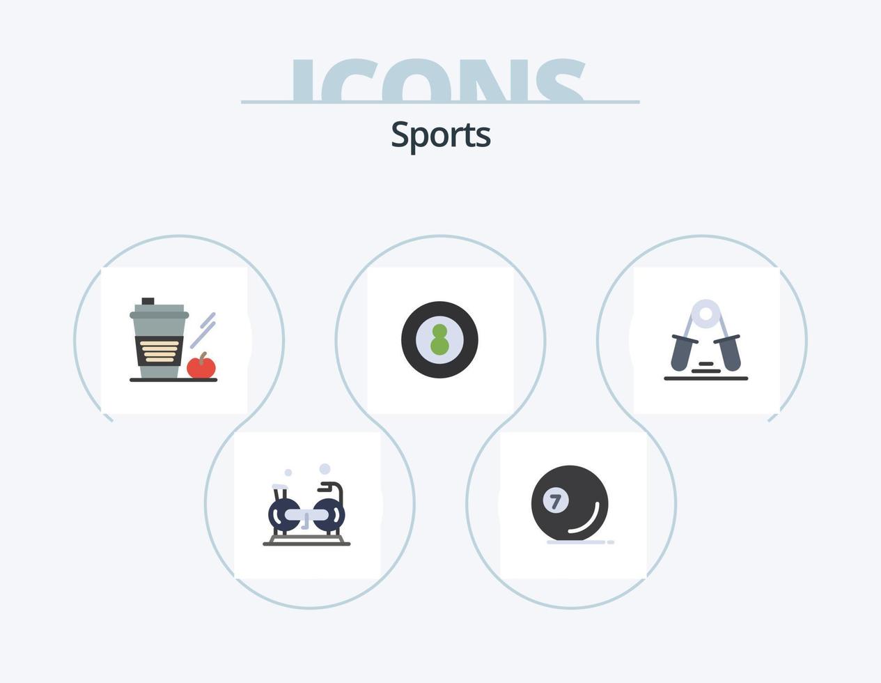 gli sport piatto icona imballare 5 icona design. piscina. sfera. piscina sfera. snooker sfera. bevanda vettore