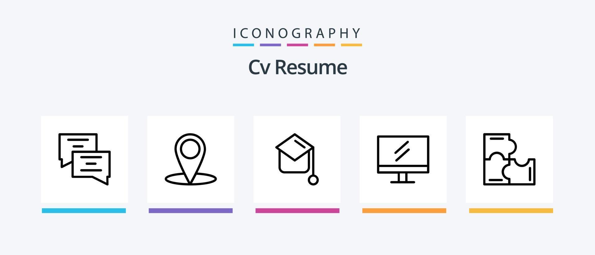 CV curriculum vitae linea 5 icona imballare Compreso scuola. certificato. posta. scuola. tenere sotto controllo. creativo icone design vettore