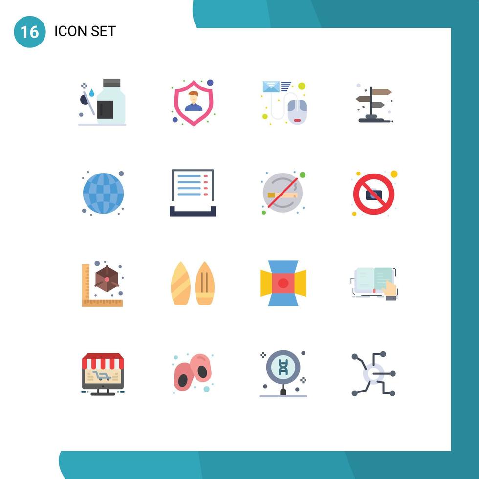 mobile interfaccia piatto colore impostato di 16 pittogrammi di pointer indicazioni dipendente assicurazione freccia lettera modificabile imballare di creativo vettore design elementi