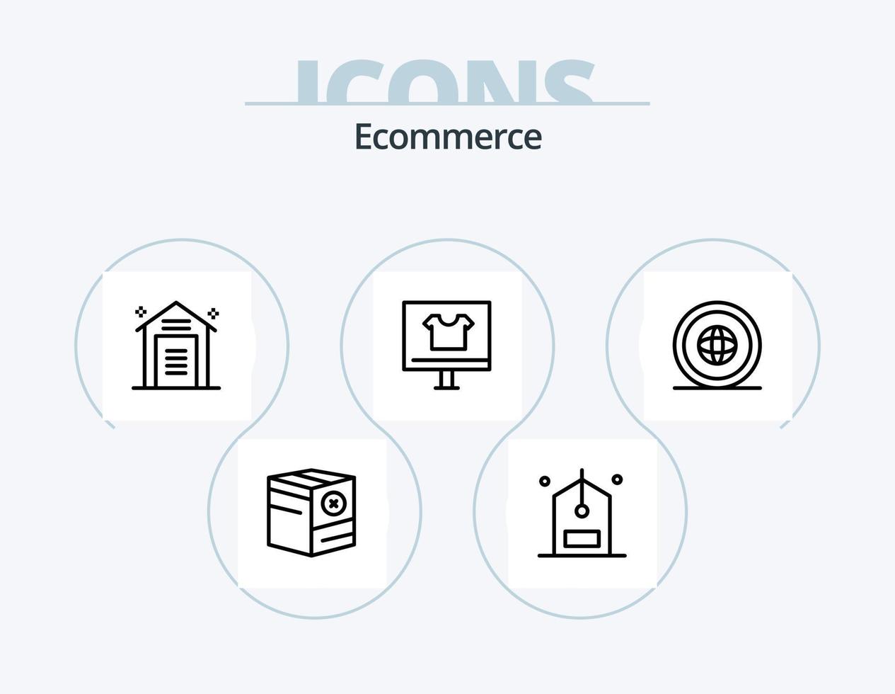 e-commerce linea icona imballare 5 icona design. orario. Data. acquistare. calendario. Acquista vettore