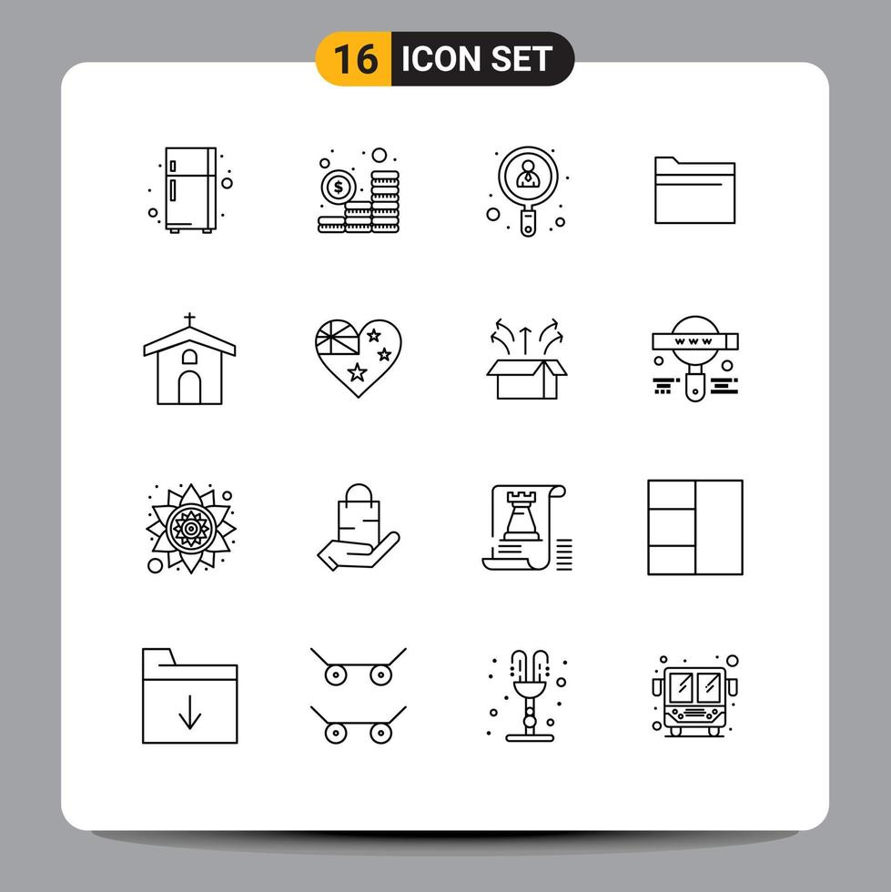 impostato di 16 moderno ui icone simboli segni per cristiano Chiesa ricerca Conservazione file modificabile vettore design elementi