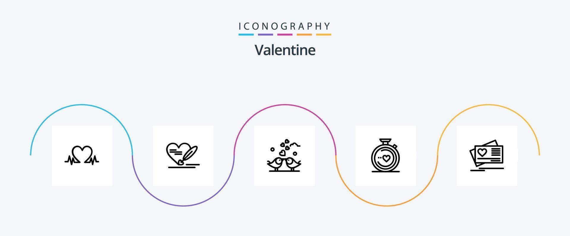 San Valentino linea 5 icona imballare Compreso cuori. amore. penna. giorno. San Valentino vettore