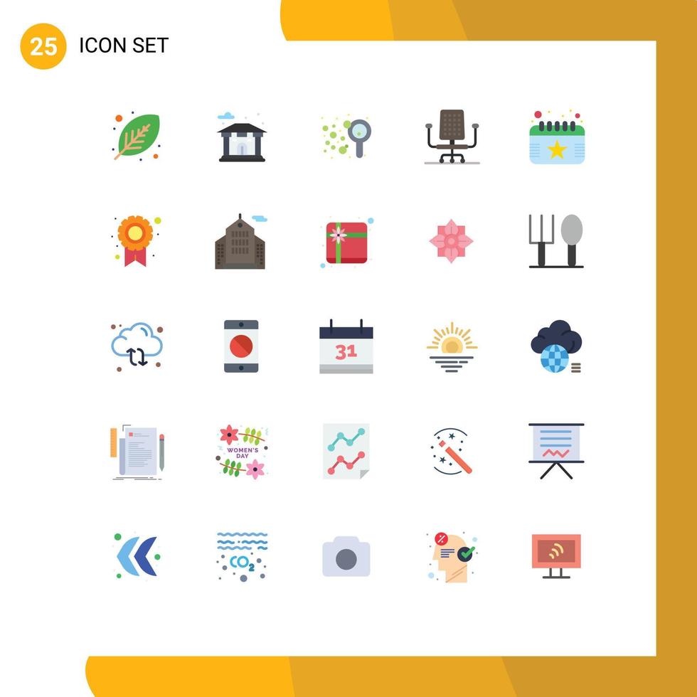 25 piatto colore concetto per siti web mobile e applicazioni evento calendario soffio opera sedia modificabile vettore design elementi