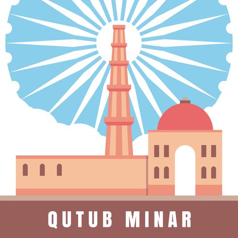 Illustrazione indiana di Qutub Minar di architettura vettore