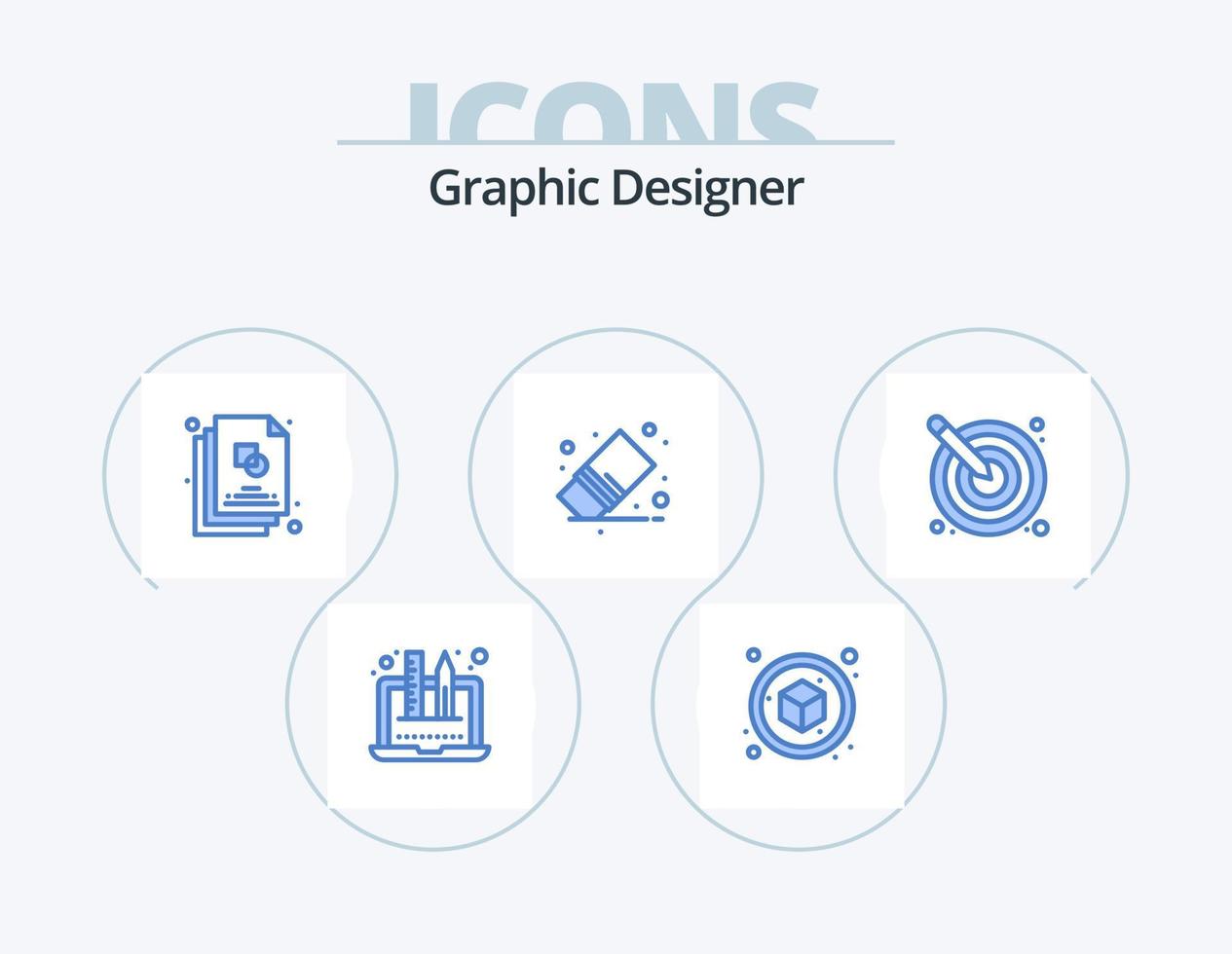 grafico progettista blu icona imballare 5 icona design. freccia. gomma. schizzo. rimuovere. Elimina vettore