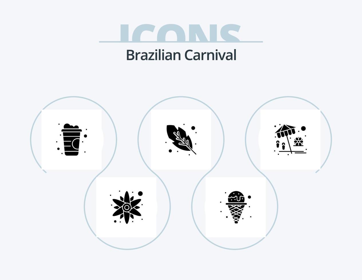 brasiliano carnevale glifo icona imballare 5 icona design. . vacanza. linea. ombrello. quinn piuma vettore