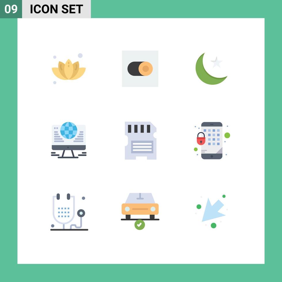 9 creativo icone moderno segni e simboli di memoria carta notte Rete connessione modificabile vettore design elementi
