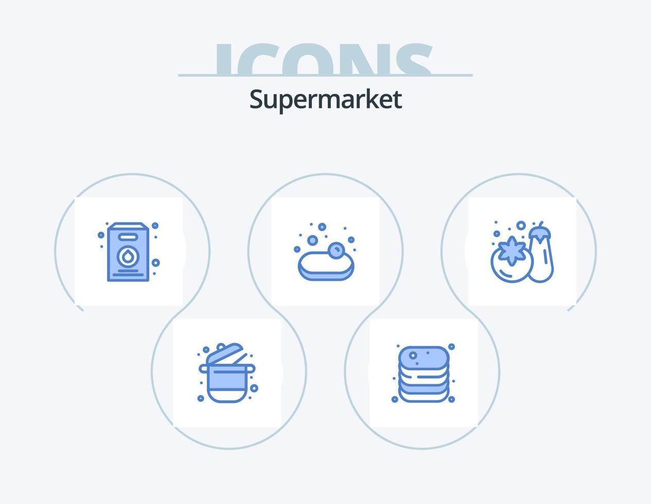 supermercato blu icona imballare 5 icona design. supermercato. supermercato. cibo. acquisti. supermercato vettore