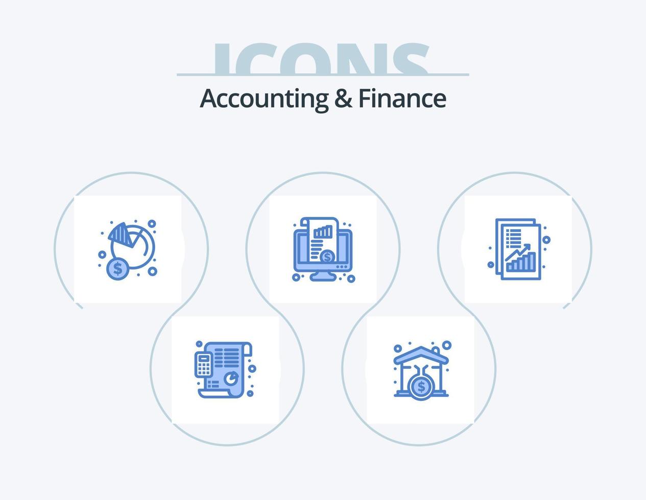 contabilità e finanza blu icona imballare 5 icona design. i soldi. tenere sotto controllo. economia. kpi. i soldi vettore