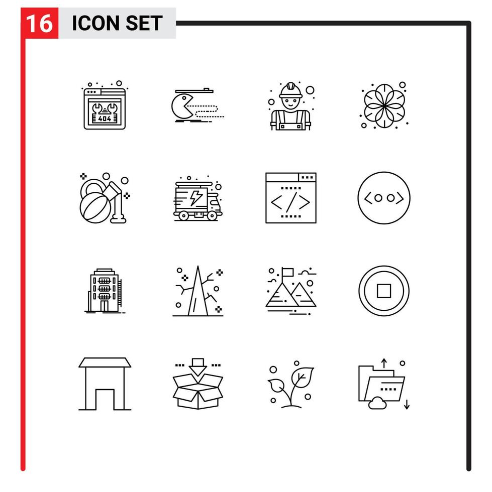 mobile interfaccia schema impostato di 16 pittogrammi di oliva massaggio pacman fiore lavoro duro e faticoso modificabile vettore design elementi