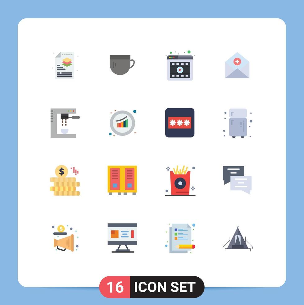 pittogramma impostato di 16 semplice piatto colori di posta comunicazione del browser posta Inserisci modificabile imballare di creativo vettore design elementi