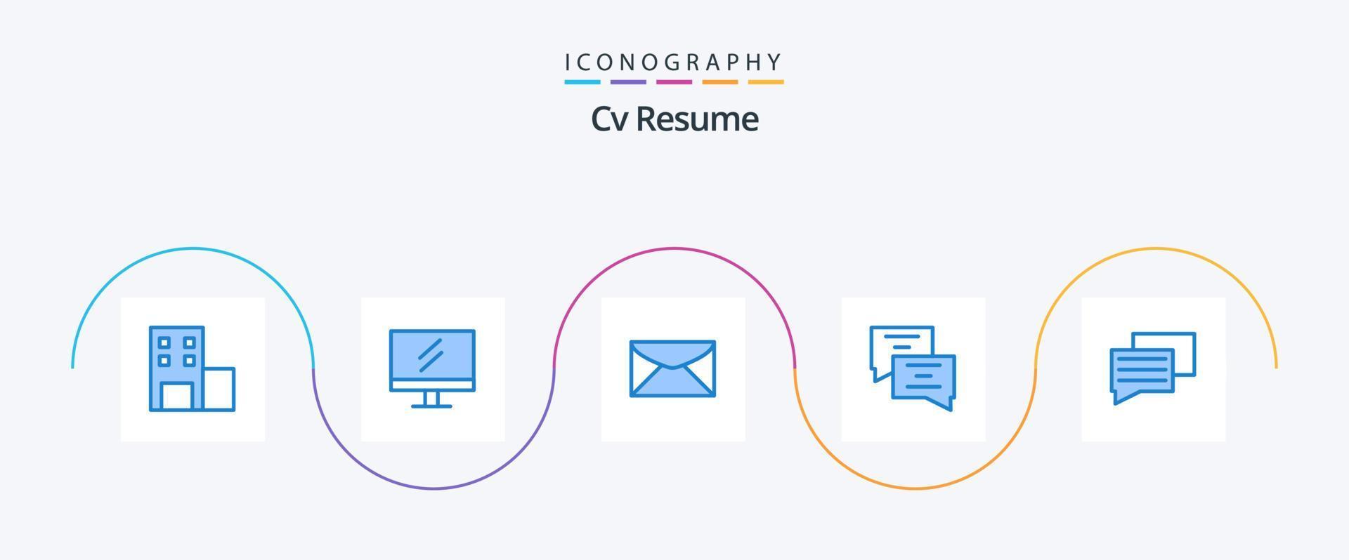 CV curriculum vitae blu 5 icona imballare Compreso . formazione scolastica. Messaggio vettore