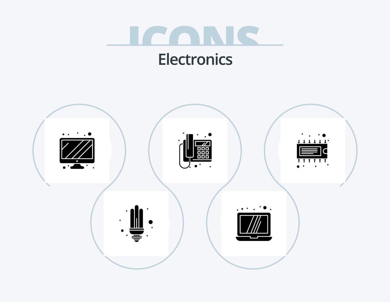 elettronica glifo icona imballare 5 icona design. circuito integrato. dispositivo. schermo. componente. telefono vettore