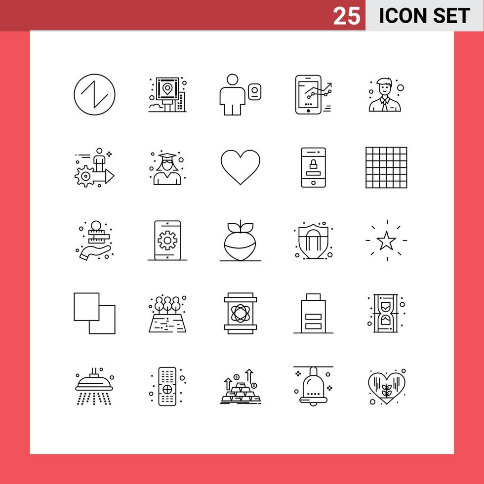 25 linea concetto per siti web mobile e applicazioni statistica mobile avatar grafico profilo modificabile vettore design elementi
