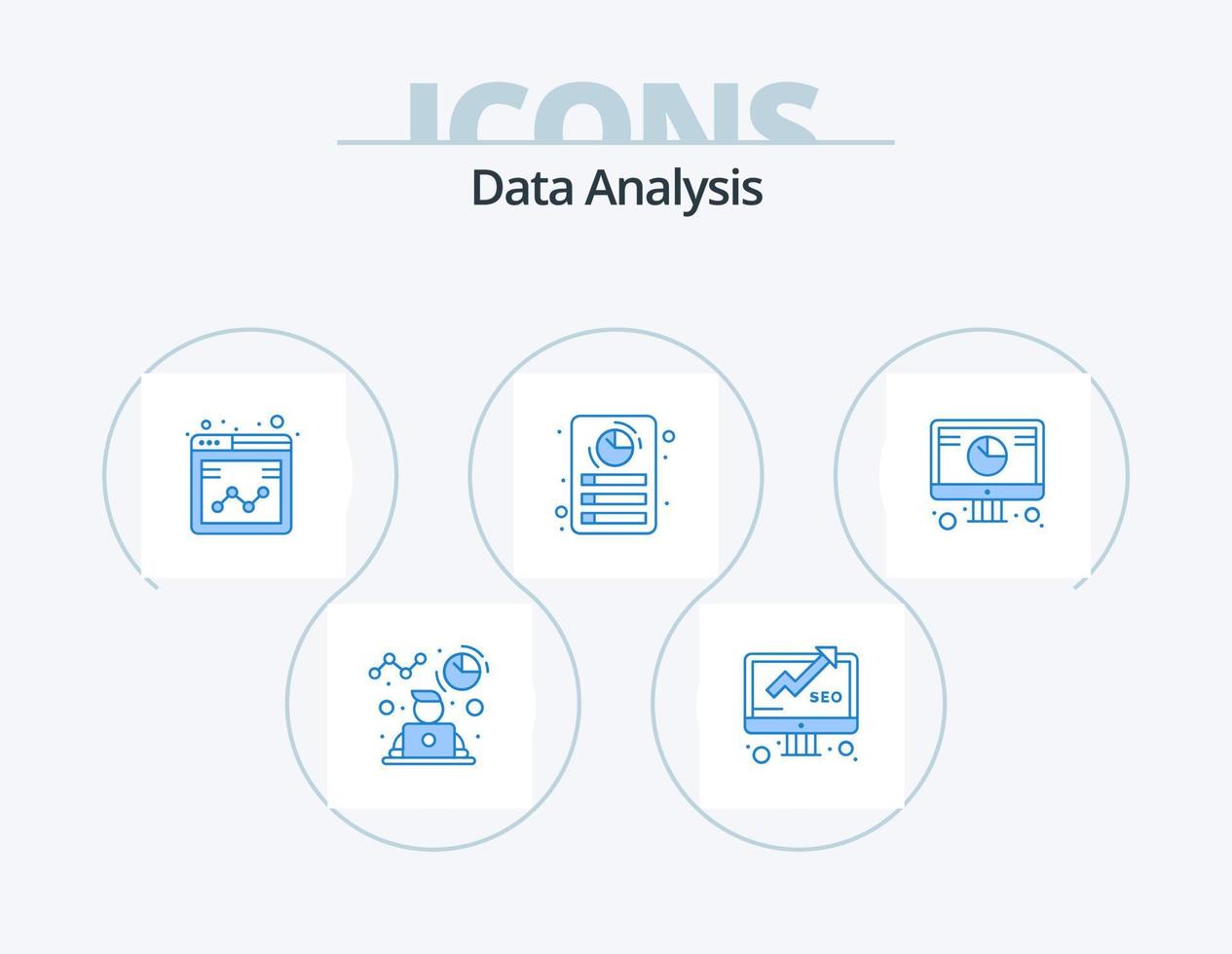 dati analisi blu icona imballare 5 icona design. grafico. documento. rapporto. rapporto. dati vettore
