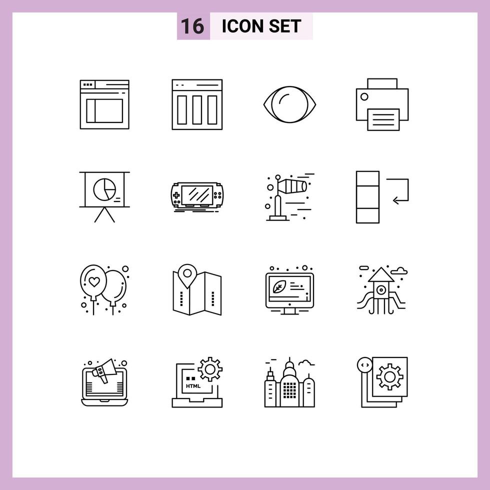 16 creativo icone moderno segni e simboli di stampante aggeggio utente dispositivi visione modificabile vettore design elementi
