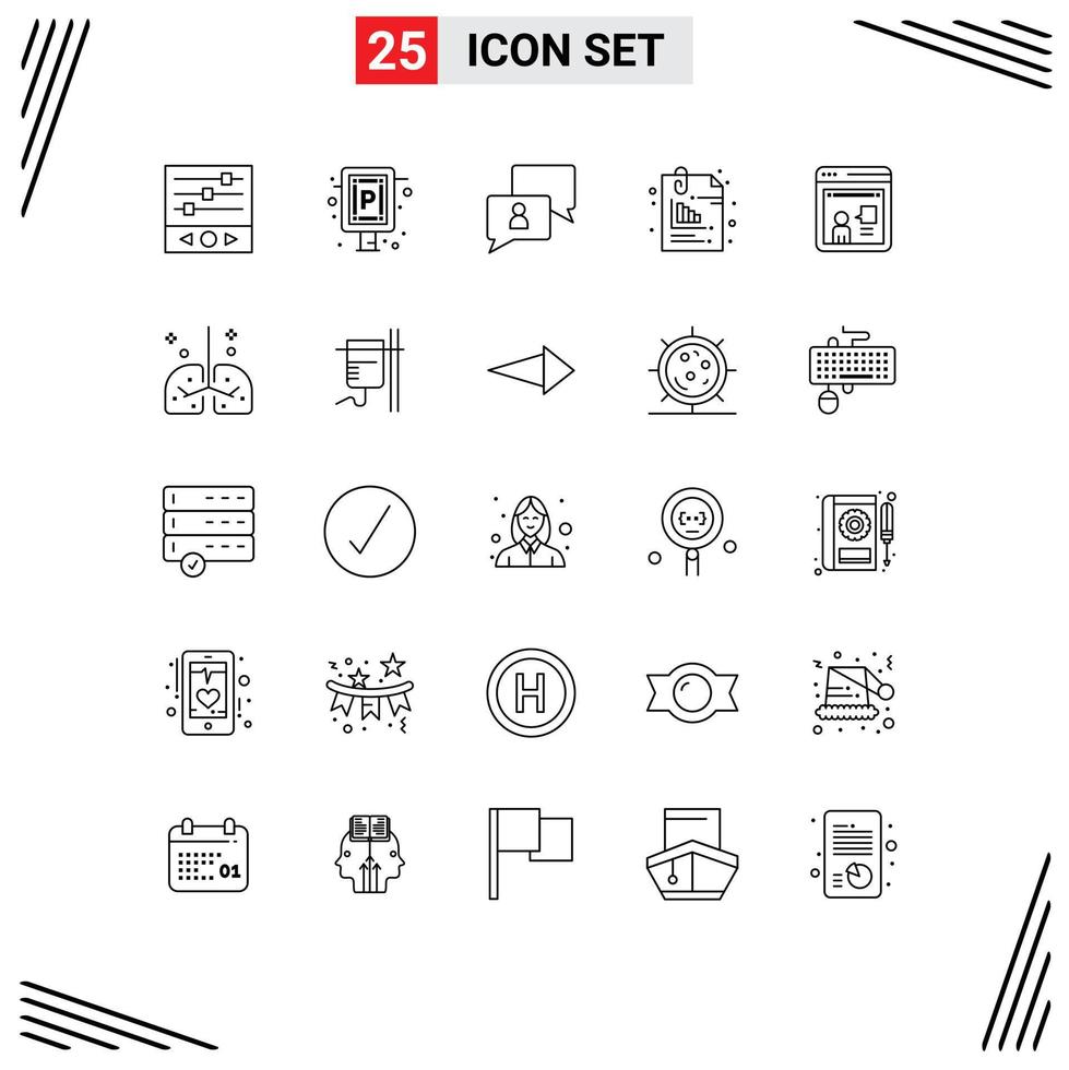 impostato di 25 moderno ui icone simboli segni per consulenza ufficio chat File attaccamento modificabile vettore design elementi