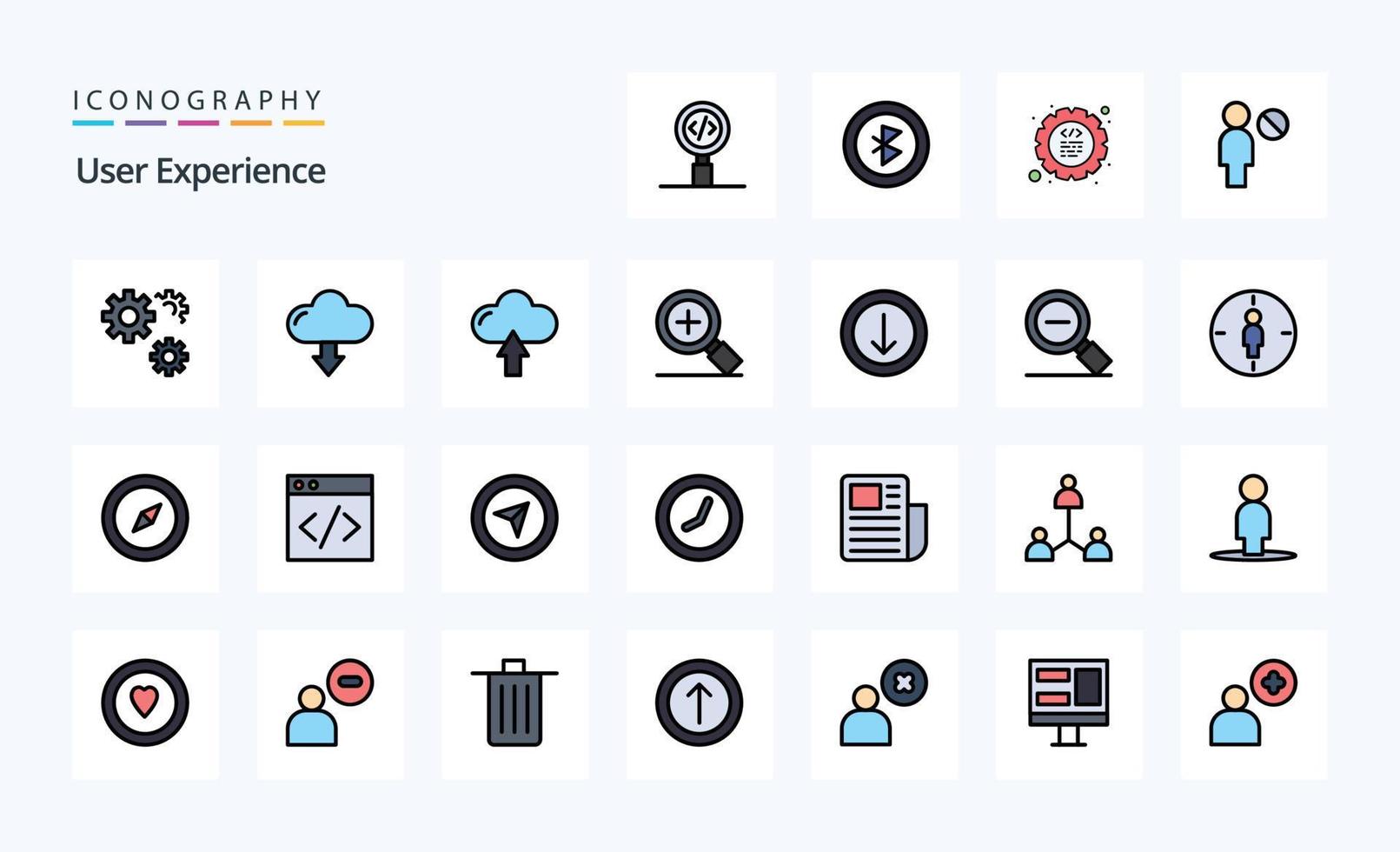 25 utente Esperienza linea pieno stile icona imballare vettore