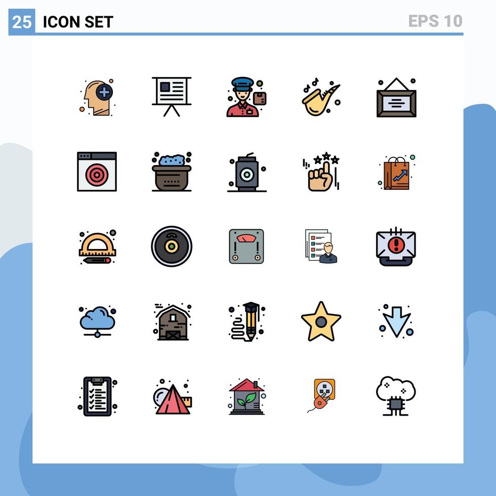 impostato di 25 moderno ui icone simboli segni per scrivania sassofono presentazione giocare strumento modificabile vettore design elementi