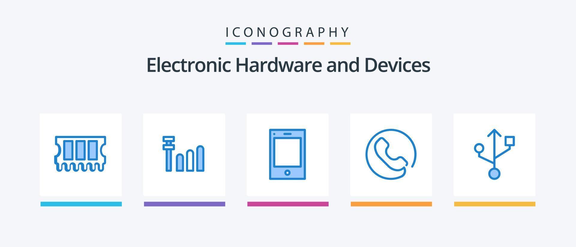 dispositivi blu 5 icona imballare Compreso . tavoletta. connessione. creativo icone design vettore