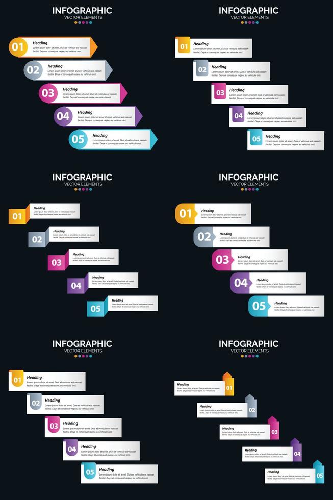 sei vettore infografica imballare per attività commerciale presentazioni