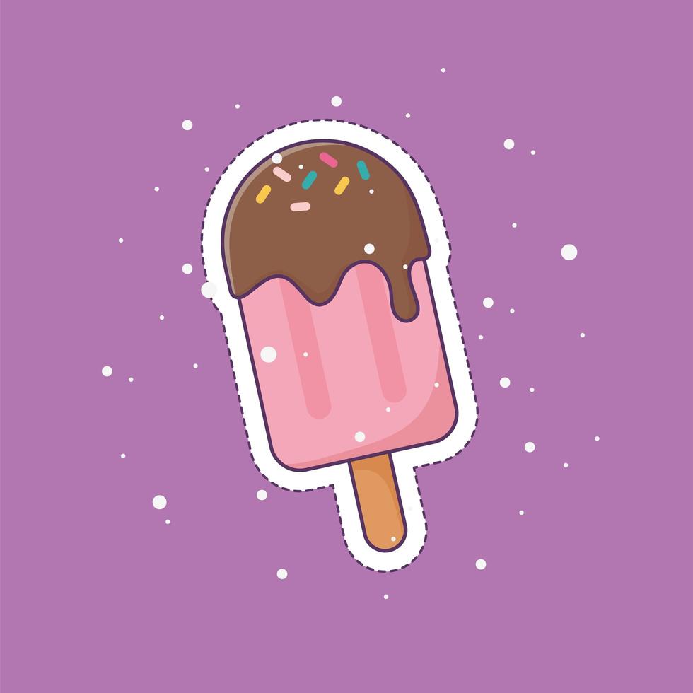 gelato in stick cioccolato patch adesivo decorazione icona vettore