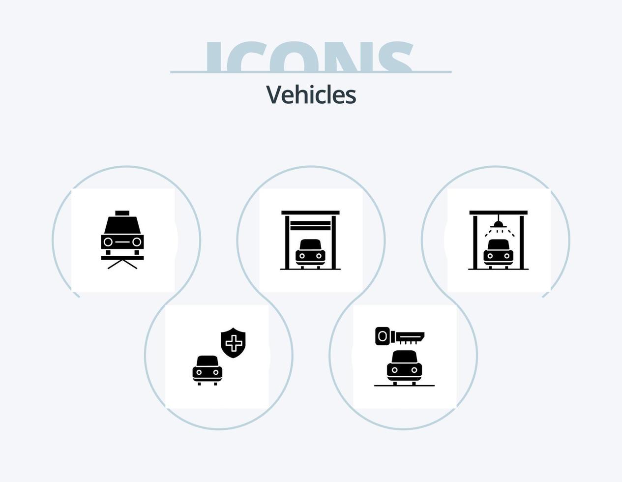veicoli glifo icona imballare 5 icona design. . . riparazione. lavare. auto vettore