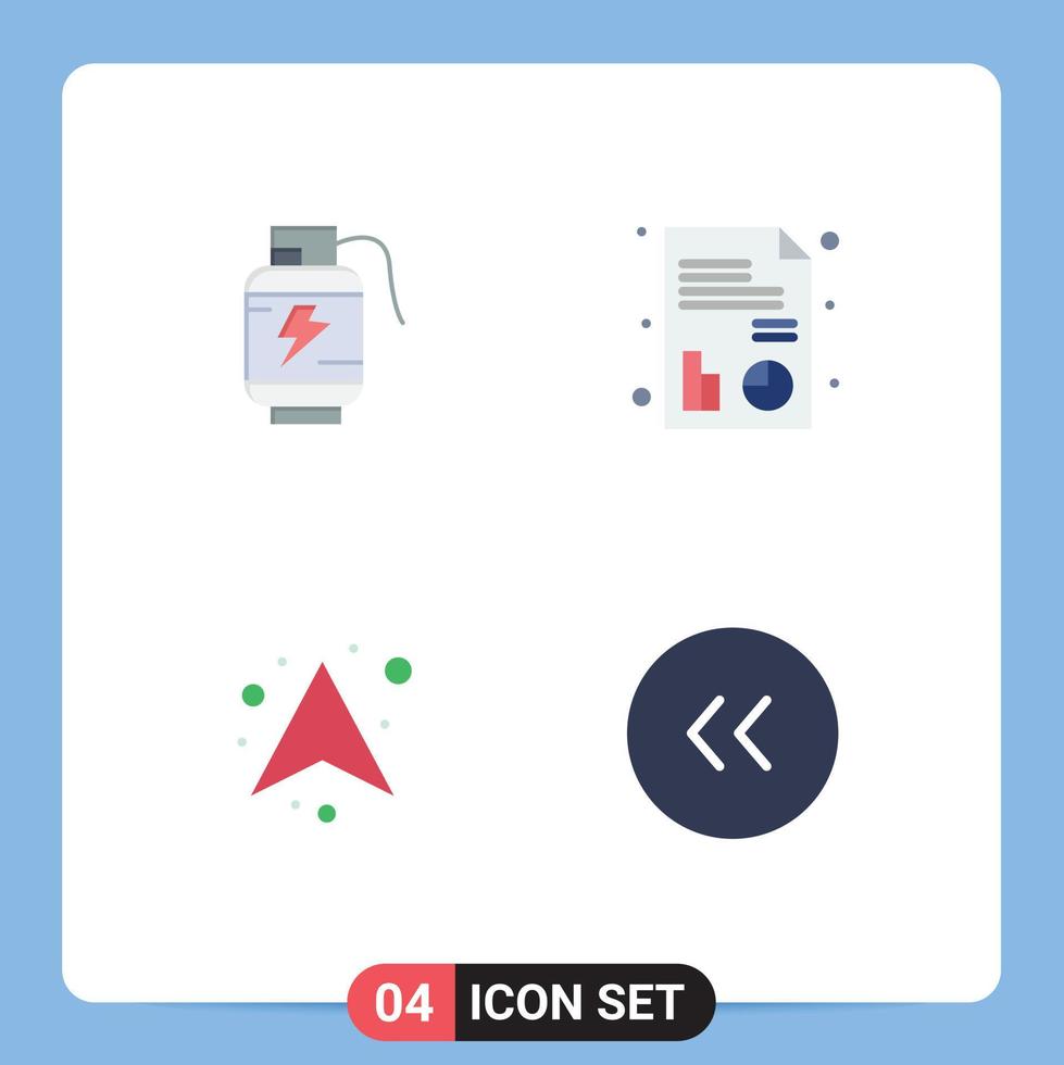 impostato di 4 vettore piatto icone su griglia per accumulatore su carica grafico frecce modificabile vettore design elementi
