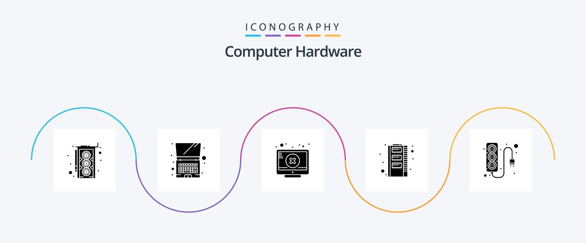 computer hardware glifo 5 icona imballare Compreso energia la fornitura. tappo. errore. elettronica. montone vettore